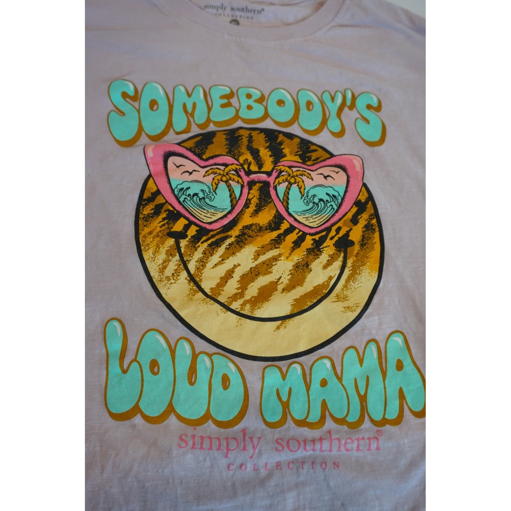 Simply Southern Somebodys Loud Mama Graphic Tee Light Purple Cotton‎ M/L - Picture 4 of 5
